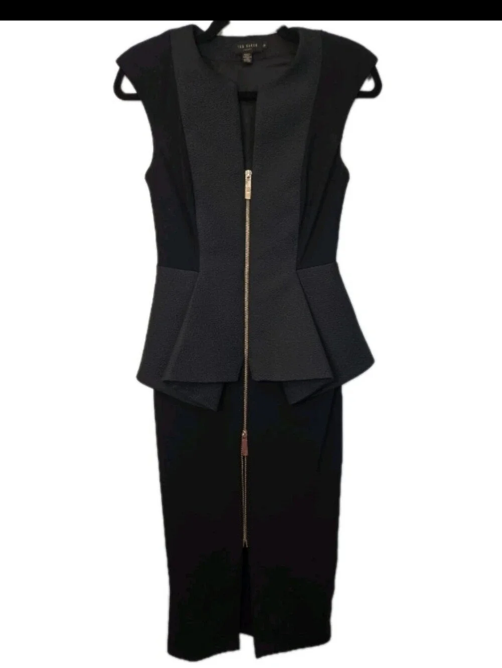 Ted Baker Jumana Dress 0 UK 00 US Multimedia Black Peplum Sheath Structured - Picture 1 of 11